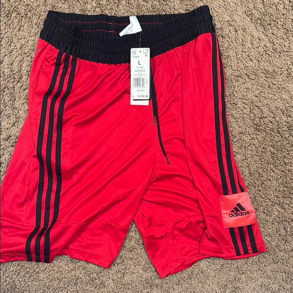 Men Adidas Red Athletic Shorts Size L NWT